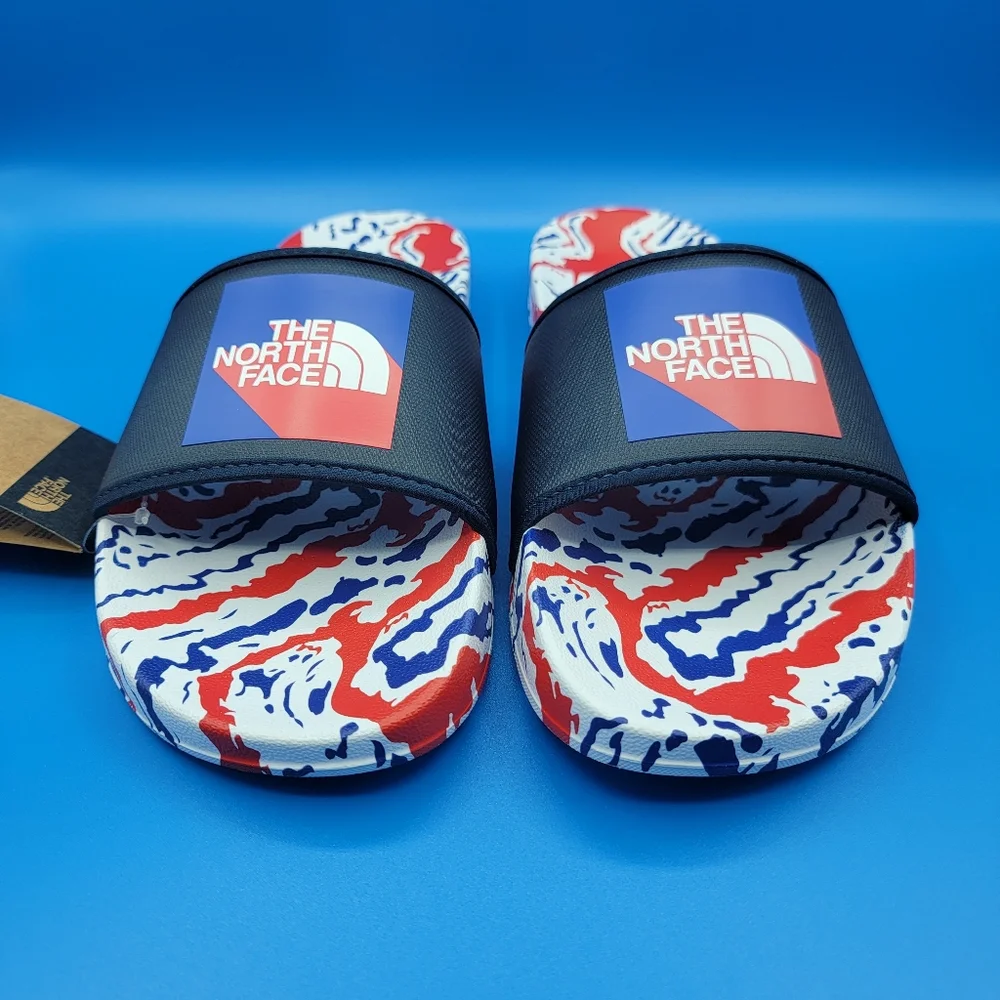 The North Face Base Camp 3 American Men's Sildes Size 12 Blue Red White USA New
